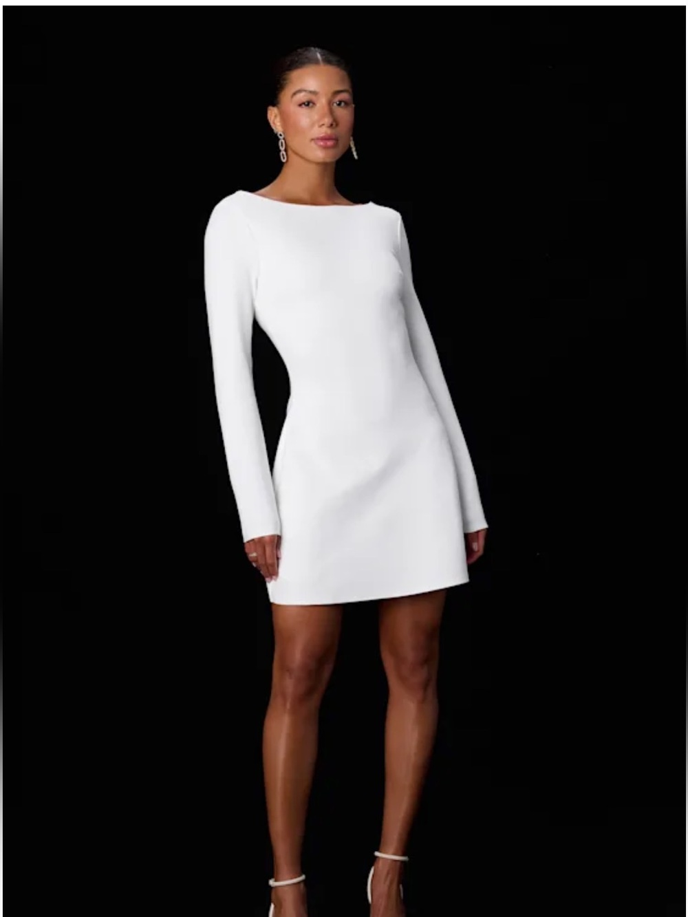 NWT Lulus Aldith White Ponte Knit Long Sleeve Mini Dress